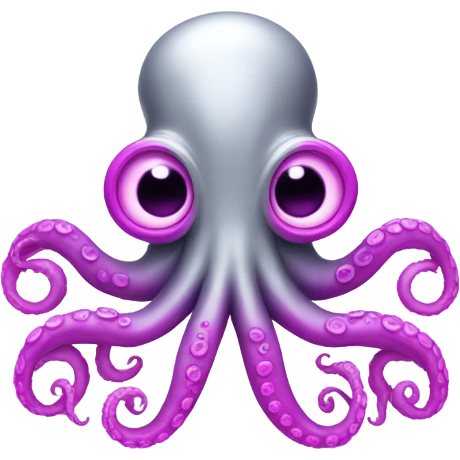 Silver octopus with purple horns hot pink wings emoji