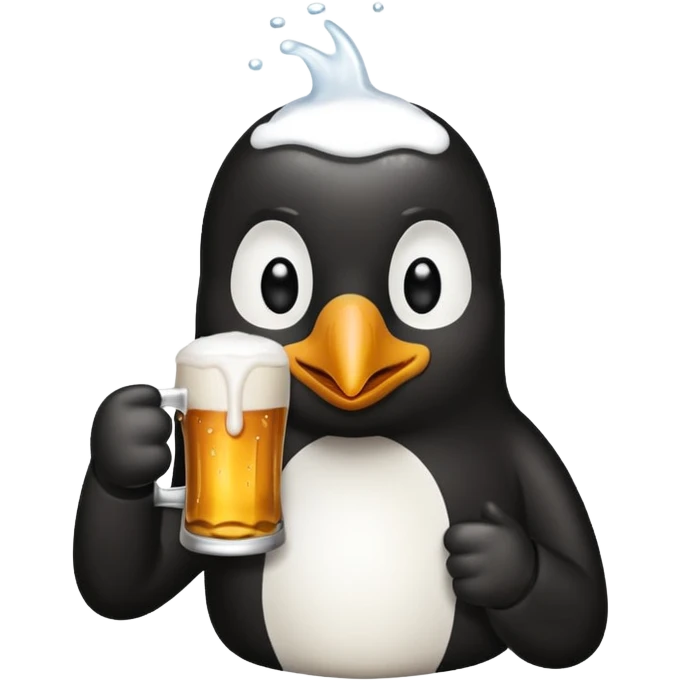 un pingouin réaliste qui boit une bière  emoji