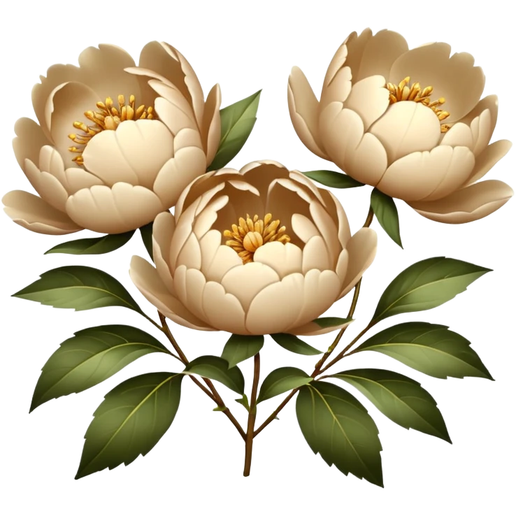 beige peonies with shiny petals emoji