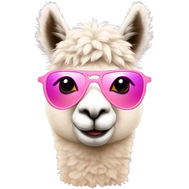 Cute Alpaca with pink Aviator Glasses emoji