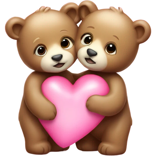 2 coloured bear cubs with love hearts kissing  emoji