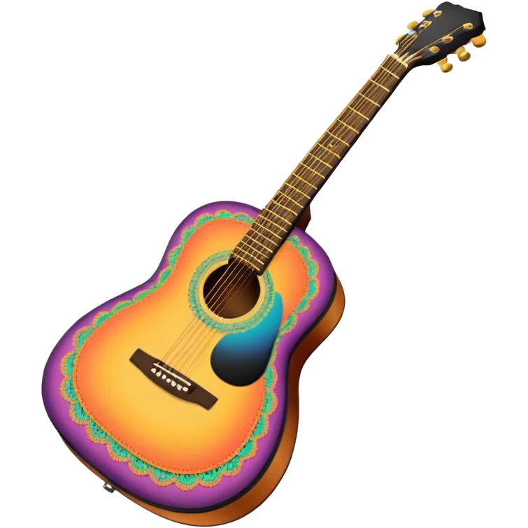 acoustic colorful sunrise guitar with black lacy-details emoji