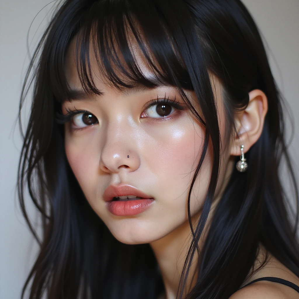 Lisa from Blackpink, close-up portrait, photorealistic, cool expression, modern style emoji