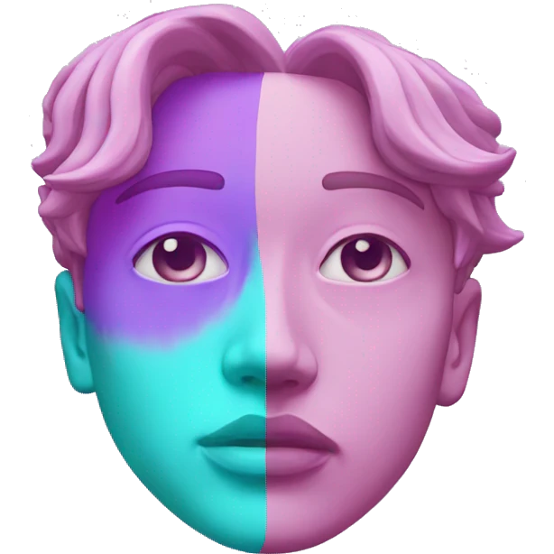 Vaporwave one half of face scarred emoji