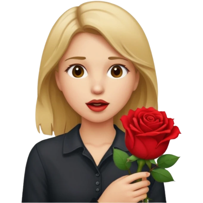 ash Trevino is a fat girl with dirty blonde hair and has a rose in her hand , really fat and a moaning face emoji