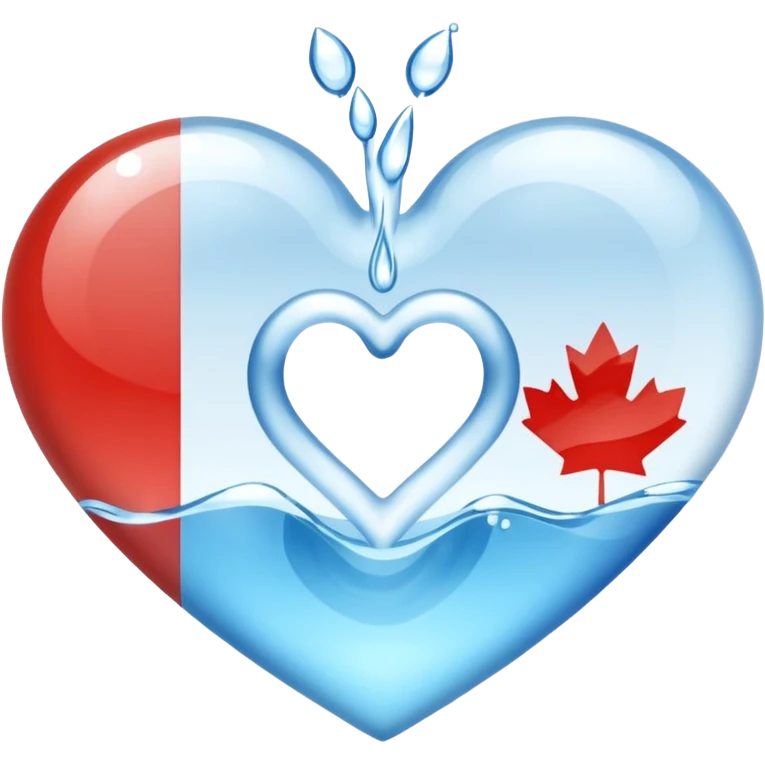 water heart emoji with the Canadian flag in the center emoji