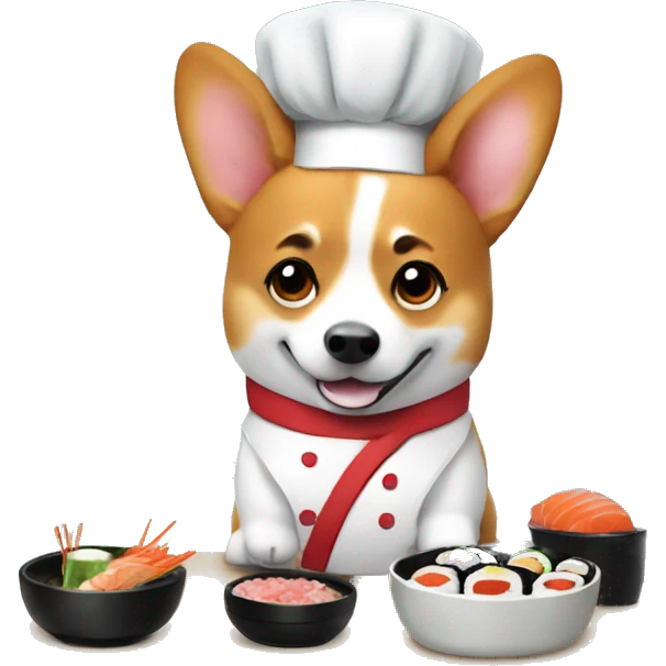 Corgi sushi chef emoji