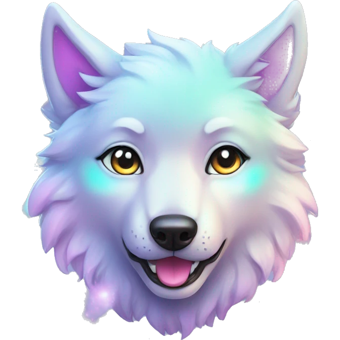 kawaii shiny pastel nebula wolf emoji
