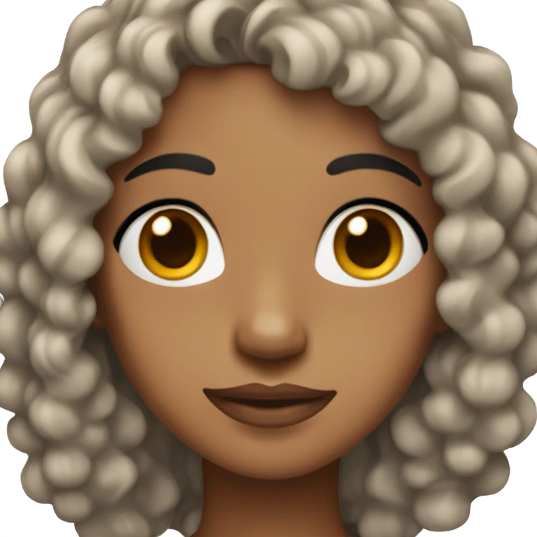 brown skin black curly hair with brown eyes and full lips emoji