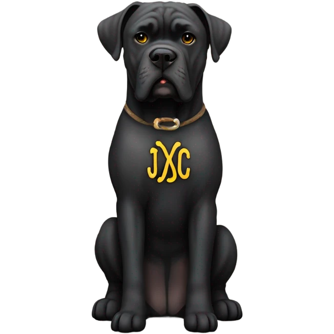  A Cane Corso with a monogrammed JJC on his chest. emoji