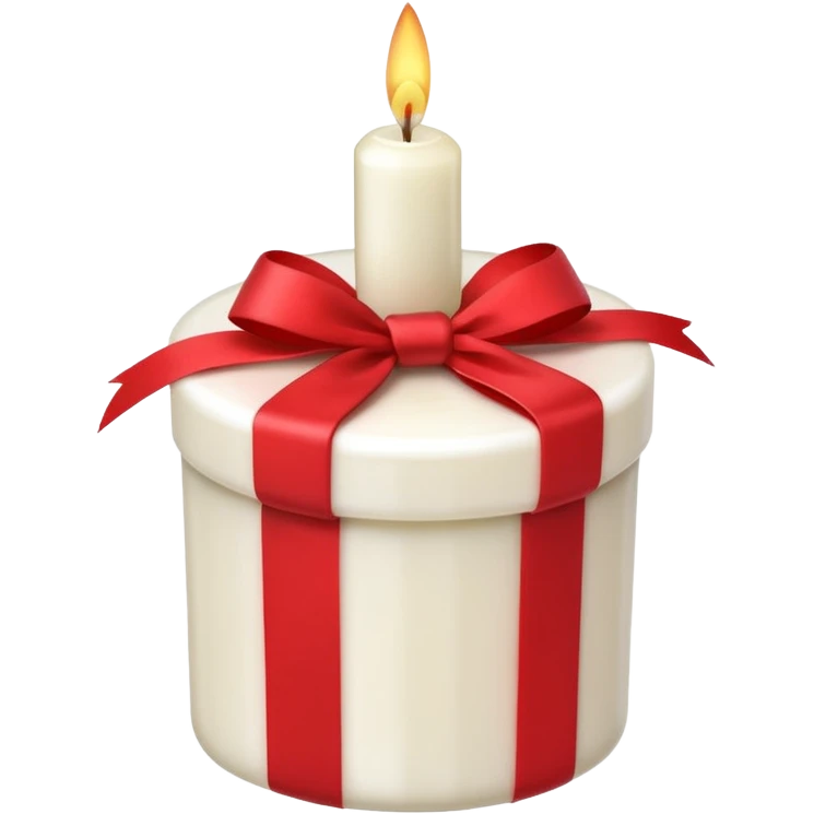 white candle with a tiny gift box emoji