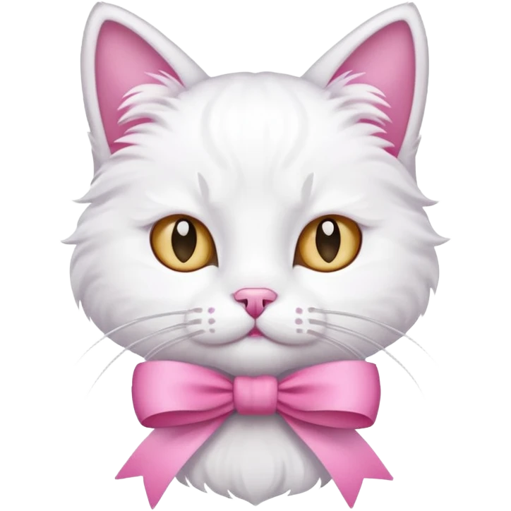 white cat with pink ribbons emoji