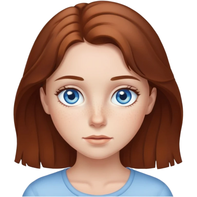 Blue eyes girl brown hair freckles  emoji