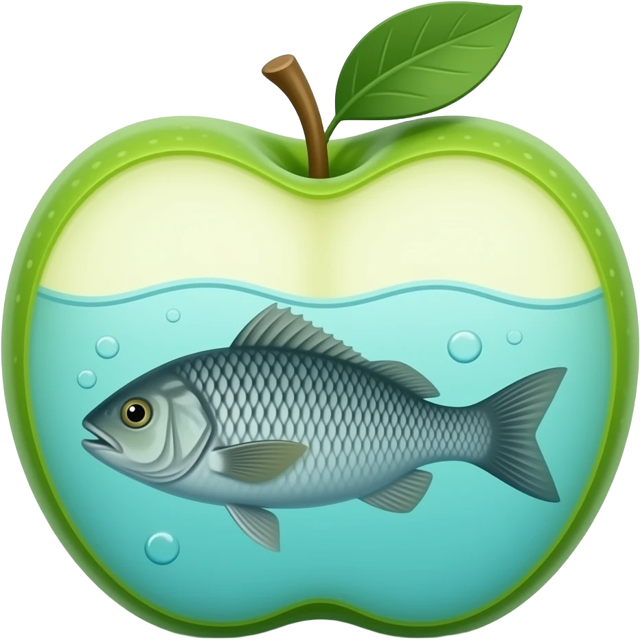 fish in water inside of an lime green apple emoji