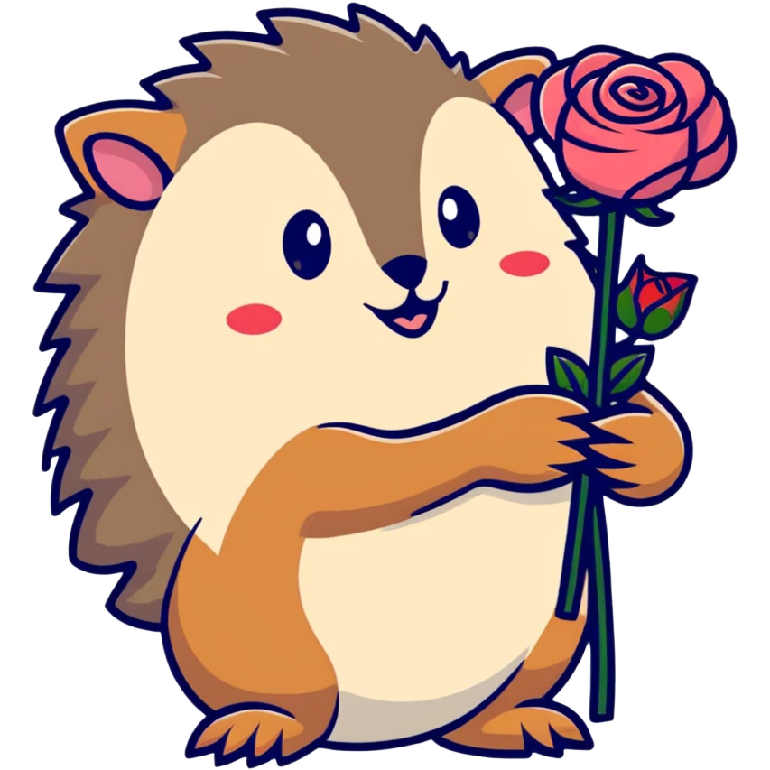 hedgehog with a bouquet of roses emoji