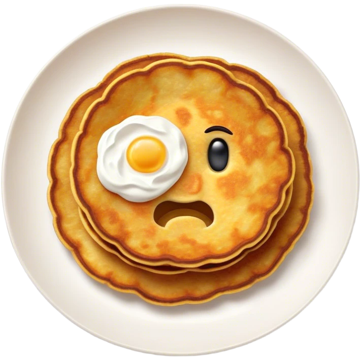 Cinematic Realistic Placki Ziemniaczane Dish Emoji, depicted as crispy potato pancakes served with sour cream rendered with vivid textures and warm, appetizing lighting. emoji