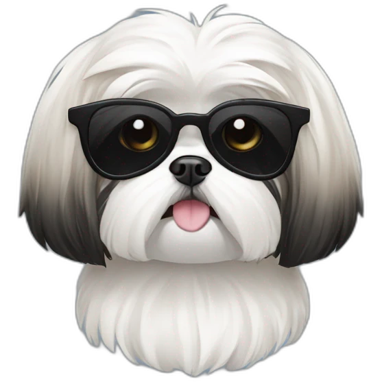 Shih Tzu blanco  con lentes negros de sol emoji