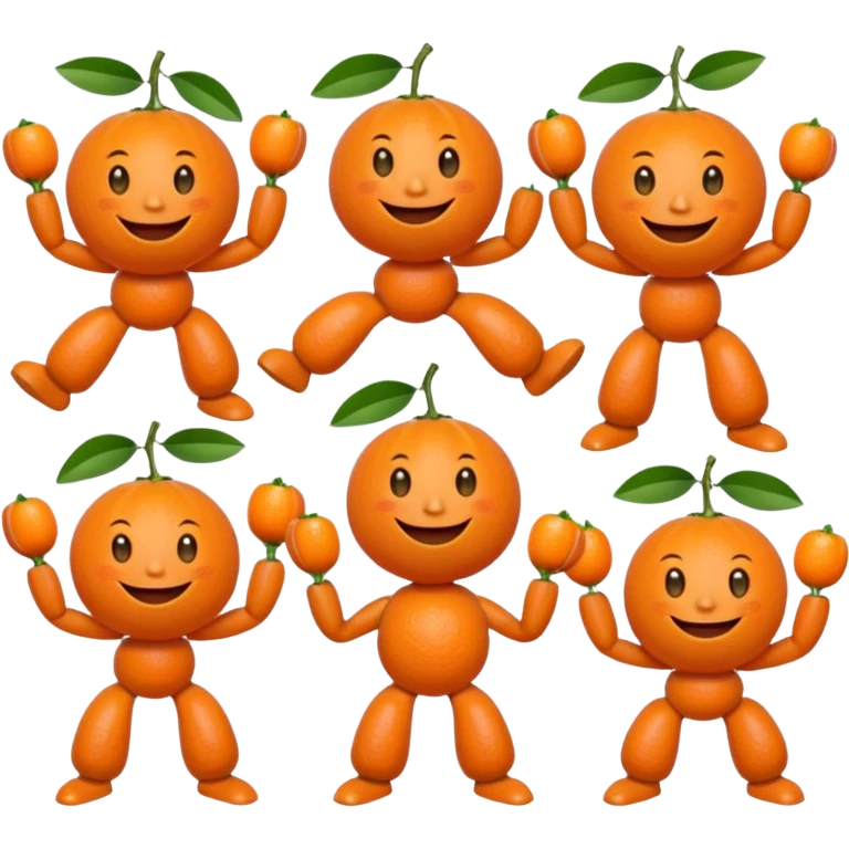 Кумедна мімішна мандаринка. 6 штук. з ручками і ніжками. У різних позах emoji