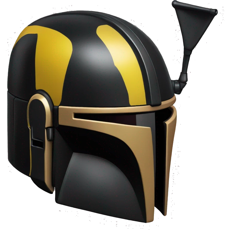 Gloss black and yellow mandalorian helmet with one antenna emoji