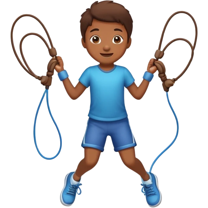 child jumping rope, cheerful expression emoji
