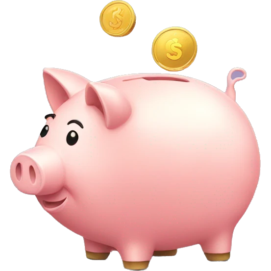 Piggy bank with coin emoji