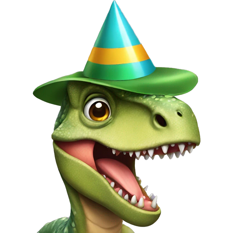 dinosaur wearing a party hat emoji