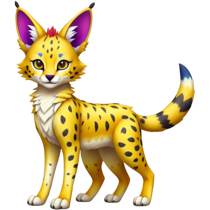 Cute Kawaii Epic Colorful Sergal-Serval-Vernid full body emoji