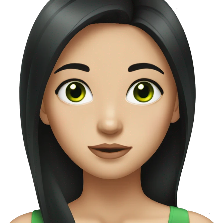 Girl with black hair and green eyes emoji