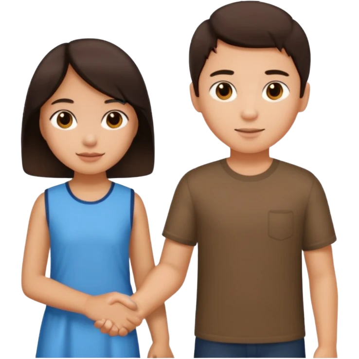 brunette boy holding Asian girl’s hand emoji