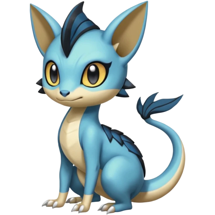 Cute handsome Meloetta-Dewott-Salandit-Nargacuga-Pokémon-Fakémon-fusion-hybrid-creature emoji