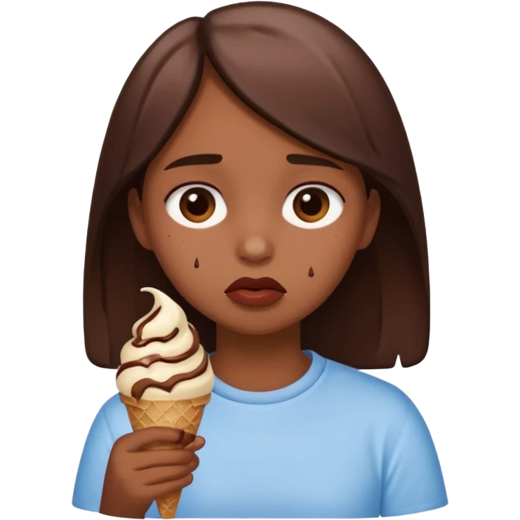 a sad girl eating ice cream after heartbreak emoji