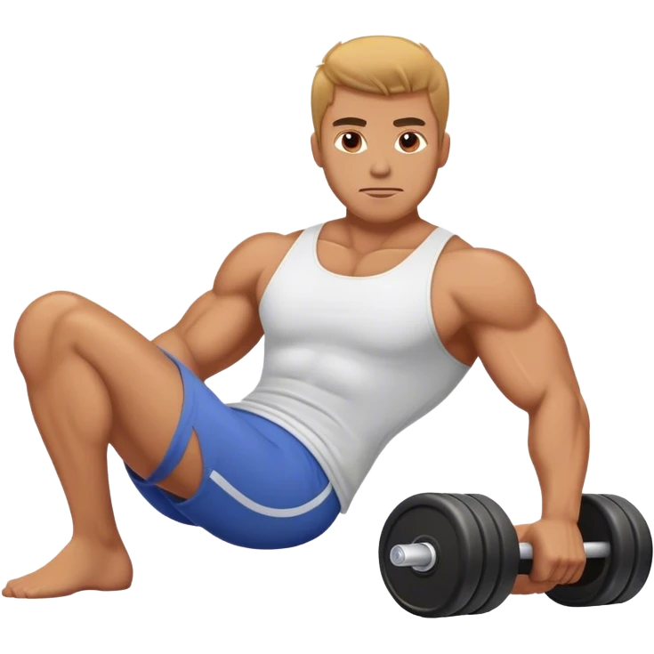 buff guy lying lats down on foam-roller emoji