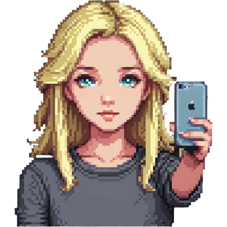 blonde girl taking a selfie emoji