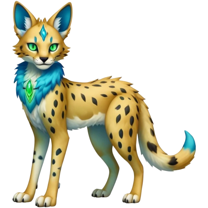 Epic Edgy Colorful ethereal eldritch Sergal-Serval-Vernid full body emoji