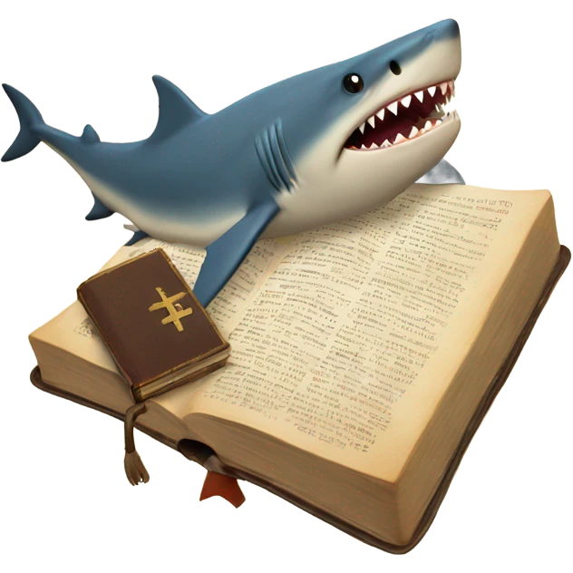 Shark with a bible emoji