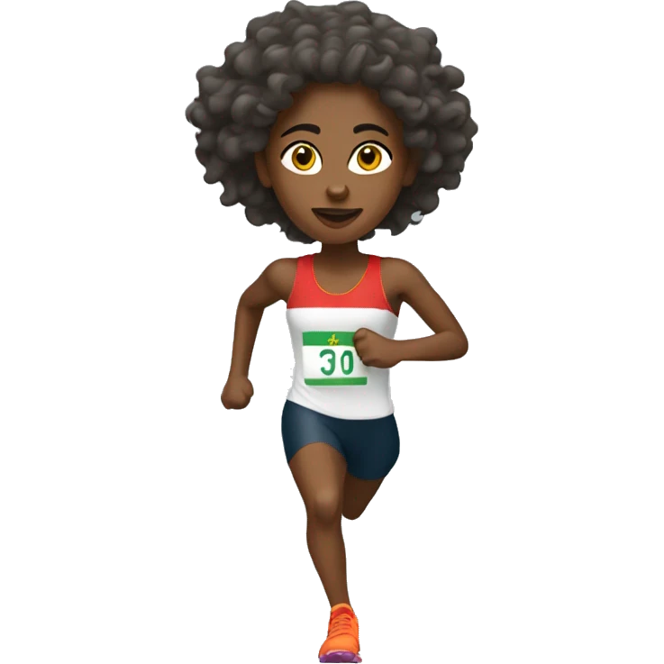 Ethiopian woman runner with medium length curly hair emoji