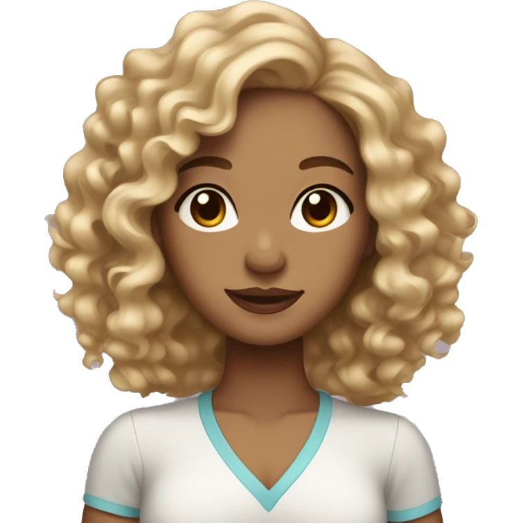 a tan light skin girl with black hair and curls with waves emoji