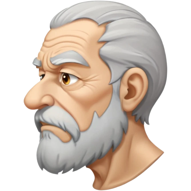 old angry man in profile view with gray hair and long beard emoji