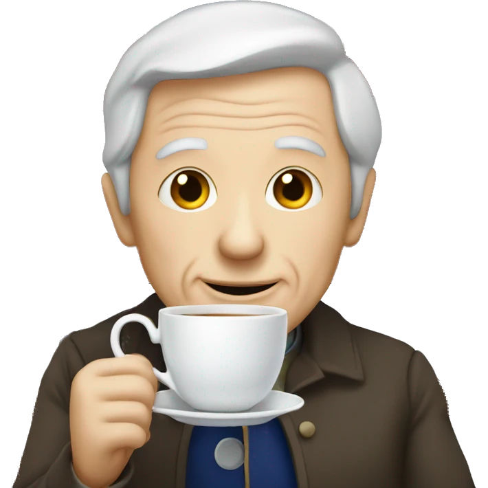 old man holding british flag and tea cup emoji