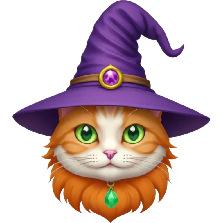 cat wear purple wicth hat emoji