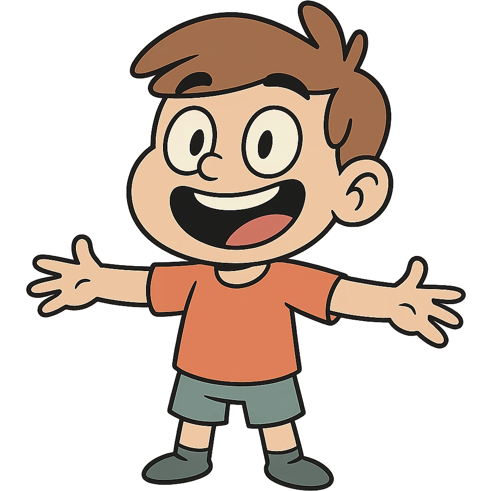 niño feliz en estilo flat toon, caricatura moderna emoji