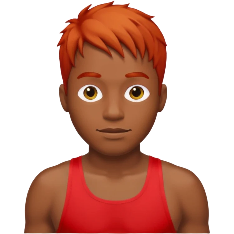 black man in bathing suits with red hair emoji