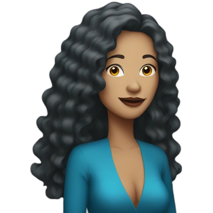 jazz singer with blue long hair, woman, 43 years old emoji