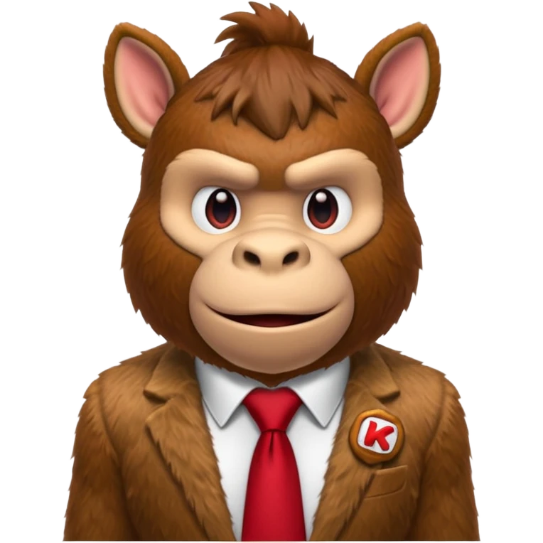 Donkey Kong🦍💪🐵 with red tie with his initials (DK) on emoji