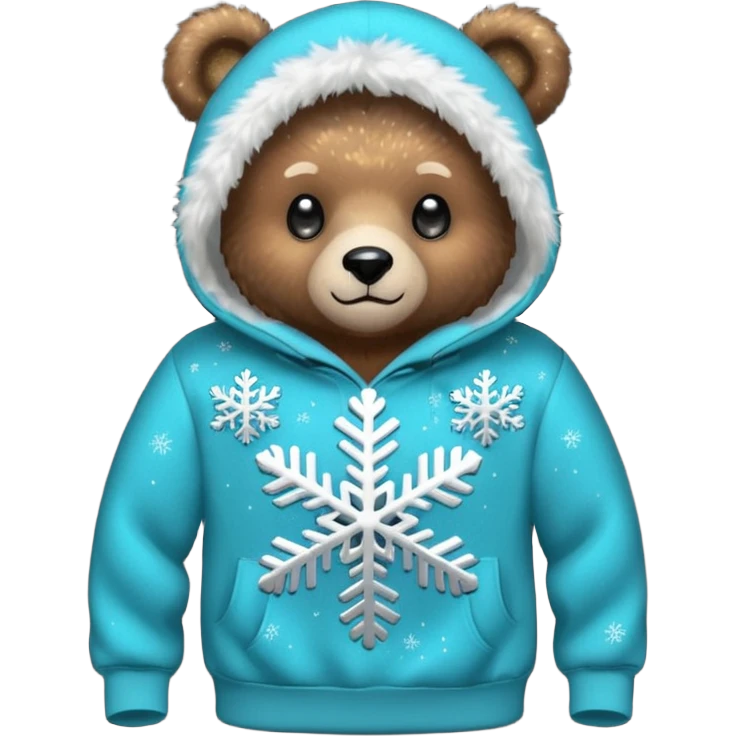 Glitter bear with cyan snowflake black sweatshirt emoji