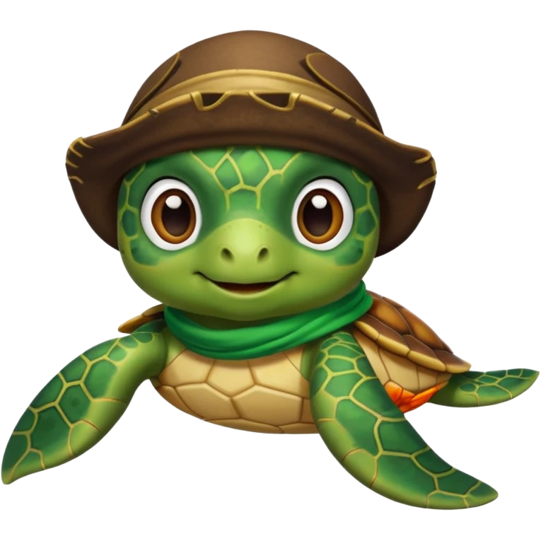 cute sea turtle wearing a green pirate scarf emoji