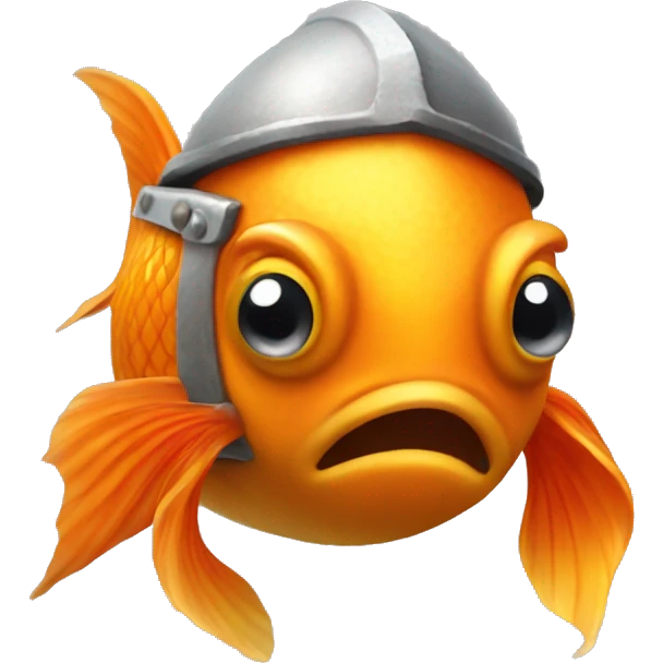 Goldfish wearing Viking helmet emoji