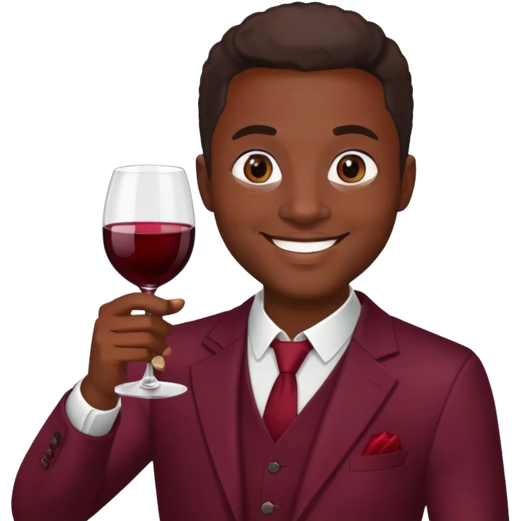 smiling African American man with wine glass emoji