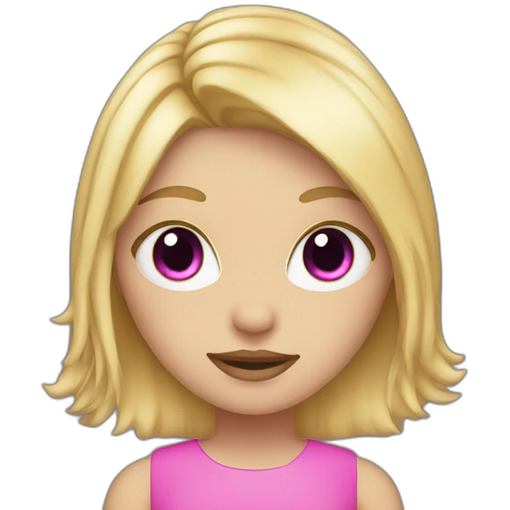 Blonde Hair Girl with Cat ears and pink eyes emoji