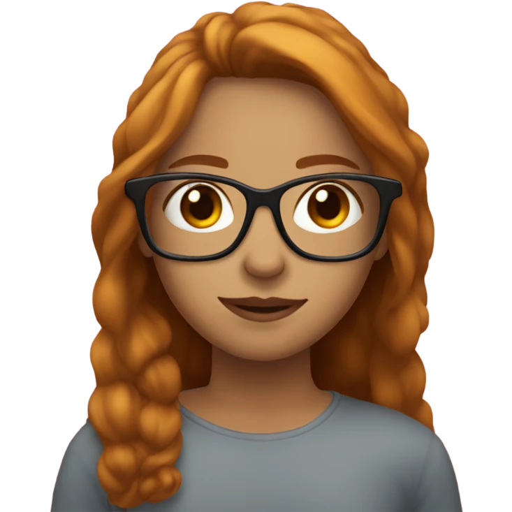 girl with medium long hair red and crown wearing glasses emoji